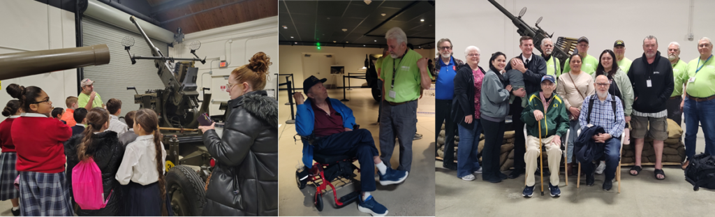 Tour groups led by Visitor Services volunteers, left to right: Tabernacle Christian Academy, Happy Valley Veterans Group, Salvation Army Seniors Group.